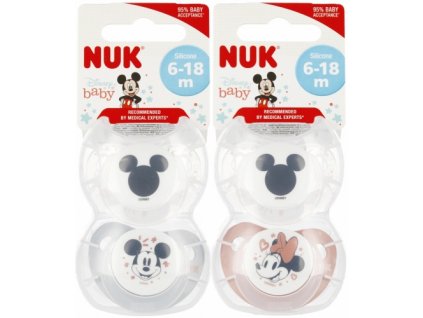 NUK 736124 Silikonový dudlík 6-18m DISNEY MICKEY MOUSE 2 ks