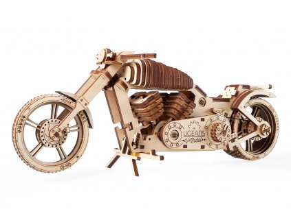 Ugears 3D dřevěné mechanické puzzle VM-02 Motorka (chopper)