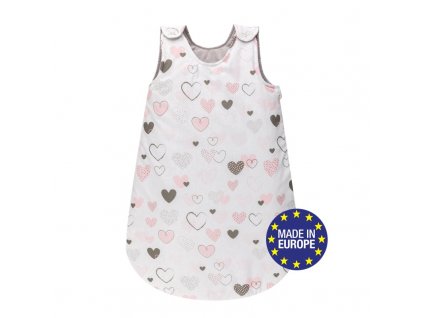 Bomimi Spací pytel 75cm / 3-12m, SRDÍČKA šedá
