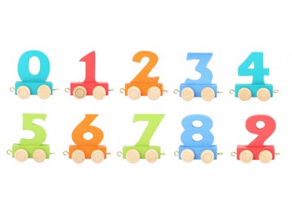 Vagónek dřevěné vláčkodráhy - barevné číslice - číslo 9