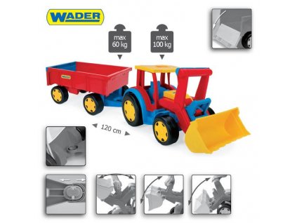 WADER Gigant - Traktor - bagr s vlečkou
