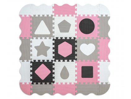 MILLY MALLY Pěnová podložka puzzle Jolly 3x3 Shapes - pink grey