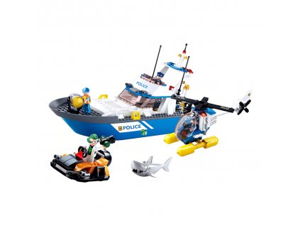 Sluban Policie M38-B0657 Loď, vrtulník a zloděj v člunu