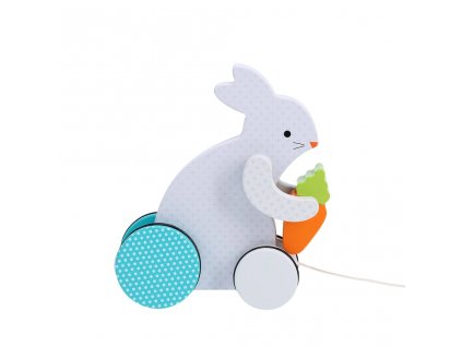 Petit Collage Dřevěná tahací hračka Králíček s mrkví