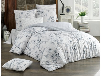 Bavlněné povlečení Rujan Šedé Velikost: 140x200 + 70x90 cm