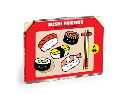 Mudpuppy Dřevěné puzzle Přátelé sushi