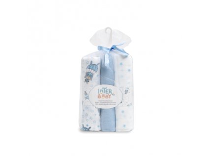 Interbaby INTERBABY | PLENKA padák 3 kusy 80x80 cm- bílo/modrá