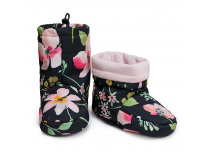 ESITO | Barefoot softshellové capáčky Spring flowers - černá / 3 - délka stélky: 13 cm