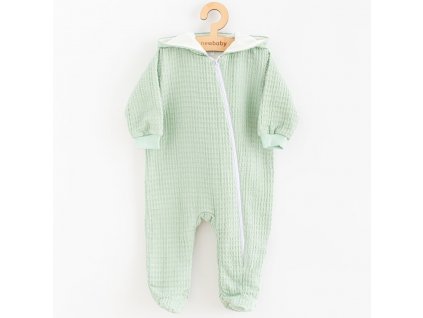 Kojenecký mušelínový overal s kapucí New Baby Comfort clothes šalvějová