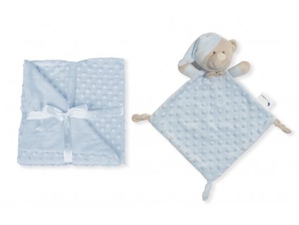 Interbaby INTERBABY | Deka měkká kuličky + přítulka - MODRÁ