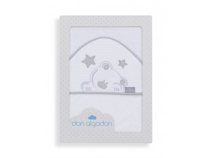 Interbaby INTERBABY | Osuška froté MEDVÍDEK S HVĚZDOU - BÍLO-ŠEDÁ