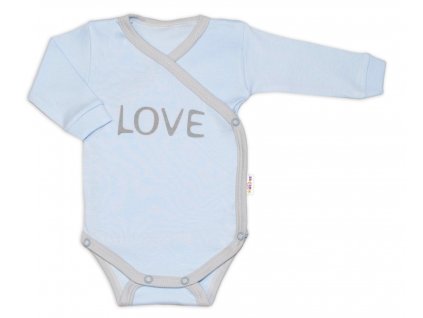 Body dlouhý rukáv Love - zapínání bokem, modré