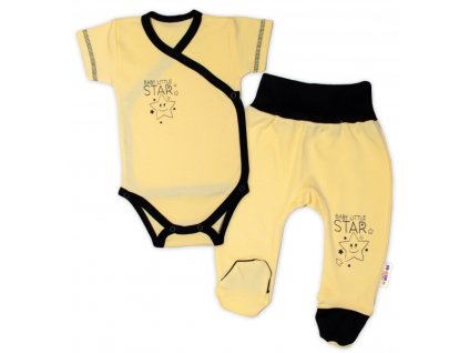 Baby Nellys 2-dílná sada body kr. rukáv + polodupačky, žlutá - Baby Little Star