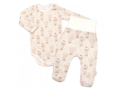 2-dílná sada body zap. u krku + polodupačky, Baby Nellys, Sweet Candy - krémová