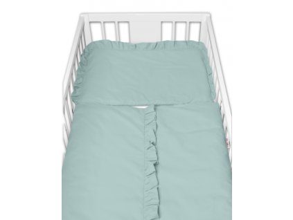 2-dílné bavlněné povlečení s volánkem SOFT, Baby Nellys, mint, vavřínová