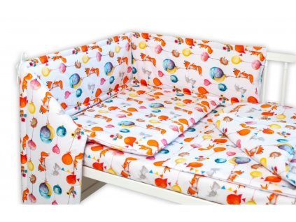 Baby Nellys 3-dílná sada Mantinel s povlečením - Liška a balónky, bílá
