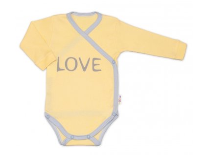 Body dlouhý rukáv Love - zapínání bokem, žluté