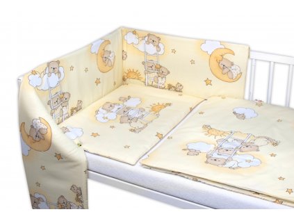 Mantinel s povlečením Premium, 3D sada, Medvídek na žebříku, žlutý, 120x90 cm