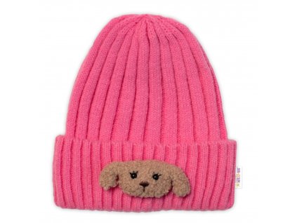 Dětská zimní čepice Bear, Baby Nellys - růžová, vel. 48-54 cm