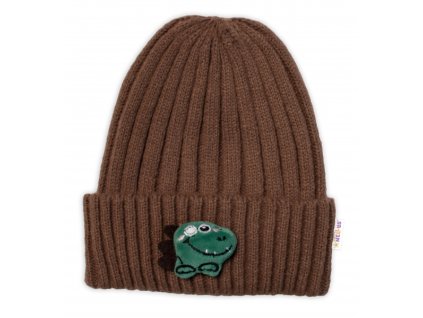 Dětská zimní čepice Dino, Baby Nellys - hnědá, vel. 48-54 cm