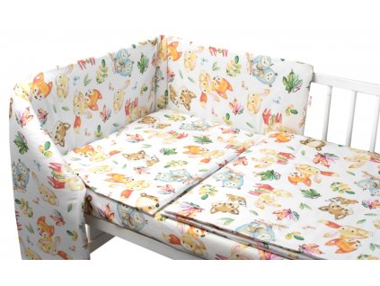 Mantinel s povlečením Premium, 3D sada, Cute Animals - bílá, 120x90 cm