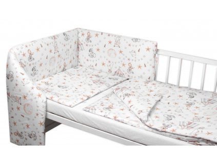 Mantinel s povlečením, bavlna, 3D sada, Cirkus, Baby Nellys, bílá/béžová