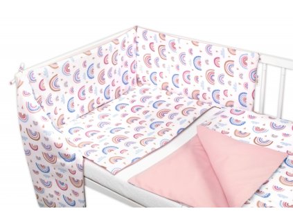 Mantinel s povlečením 3D, Duha, pastelová s potiskem/pudrová, Baby Nellys