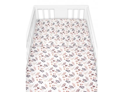 Povlečení do postýlky, 2D sada flanel - Louka, Baby Nellys, béžová/bílá