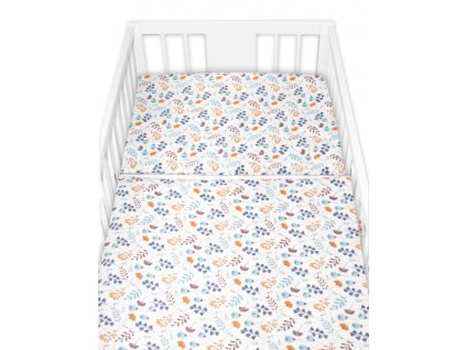 Povlečení do postýlky, 2D sada flanel - Louka, Baby Nellys, modrá/bílá