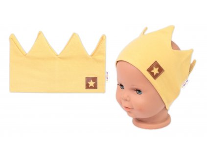 Dvouvrstvá čelenka, Hand Made, bavlna, Korunka STAR - hořčicová, 80/98