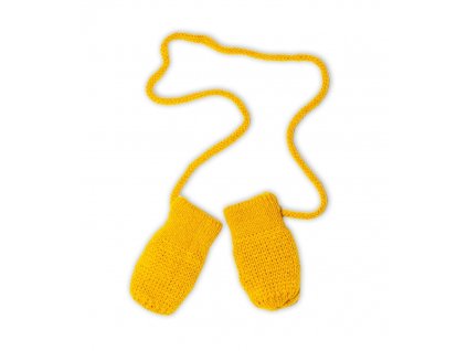 Zimní pletené kojenecké rukavičky - hořčicové
