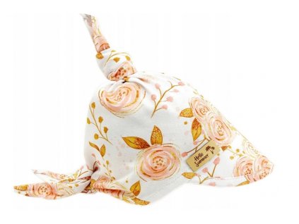 Dětský bavlněný šátek s kšiltem na zavazování, Premium Baby Nellys, růže