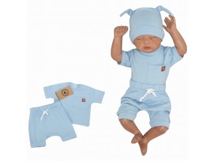 Z&Z 2-dílná sada tričko kr. rukáv, kraťásky s provázkem - modrá