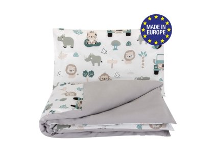Bomimi POVLEČENÍ 120x90 (peřinka + polštářek) POJÍZDNÁ ZOO, ŠEDÁ xy