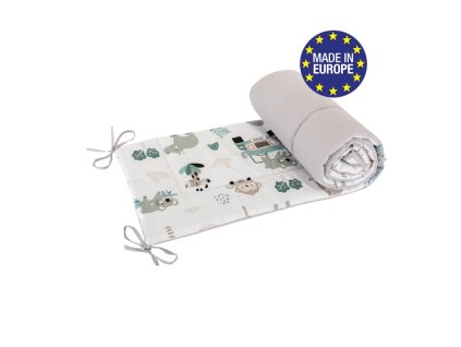 Bomimi MANTINEL do postýlky 180 cm, POJÍZDNÁ ZOO, ŠEDÁ xy