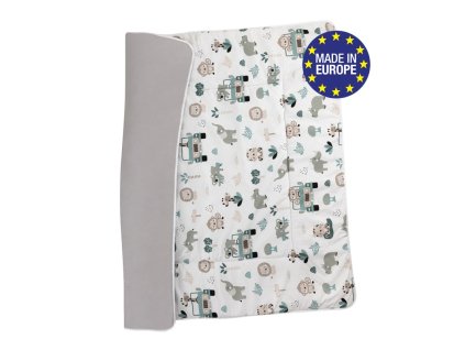 Bomimi HRACÍ deka 120x120, bavlna, oboustranná pojízdná zoo, šedá