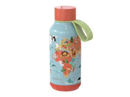 Quokka Nerezová termoláhev Solid Kids s poutkem Map of Life 330 ml