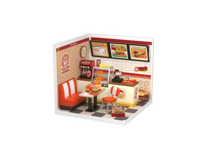 RoboTime 3D dřevěná skládačka Miniatura domečku Restaurace Mňam, mňam burger