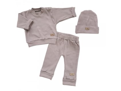 Žebrovaná rostoucí 3D sada, bavlna, Lovely One, čokoládová