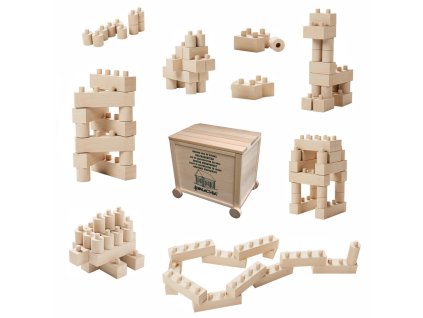 Walachia Dřevěná skládací stavebnice Construct easy box 138 dílů