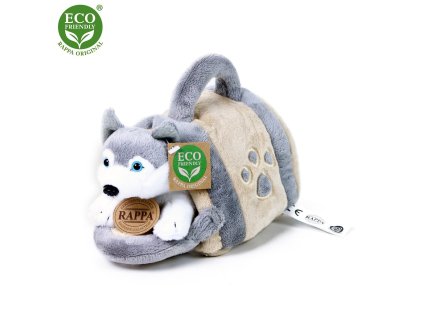 Rappa Plyšový pes Husky s přepravkou 13 cm ECO-FRIENDLY