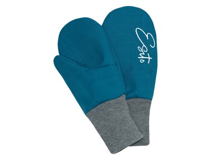 ESITO | Zimní palcové rukavice softshell s beránkem Lamb Petrol - petrolejová / 2 - 3 roky