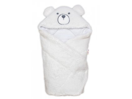 Beránková zavinovačka s kapucí bavlna/beránek, Teddy Bear - bílá/smetanová