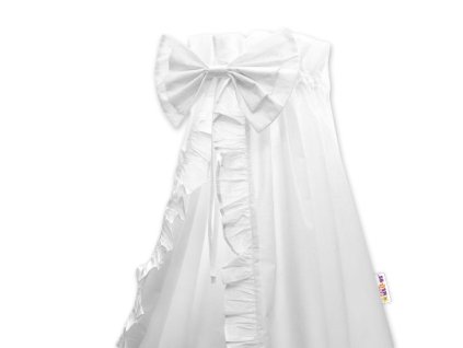 Nebesa z celé látky s volánkem a mašlí Baby Nellys - bílé