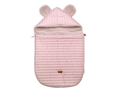 Prošívaný fusák 2v1 s kapucí a luna podšívkou Made with Love, pudrově růžový