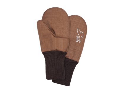 ESITO Zimní palcové rukavice softshell s beránkem Brown - hnědá / 5 - 7 let