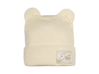 ESITO Zimní žebrovaná čepice s oušky Color Cream - smetanová / 38