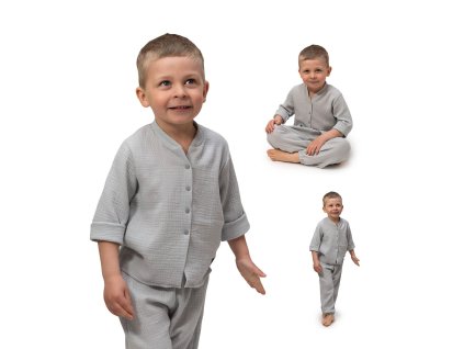 ESITO Dětská mušelínová košile Luca Dove Grey - šedá / 80 (Barva šedá)