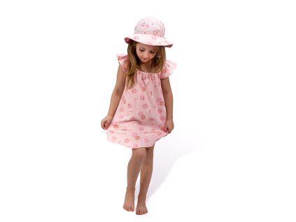 ESITO Dívčí mušelínové šaty Flower - růžová / 74 - 80 (Barva růžová)