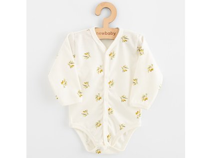 Kojenecké celorozepínací body s dlouhým rukávem z organické bavlny New Baby Olivy (Barva Béžová, Velikost 56)